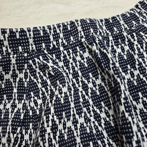 J.Crew‎ Skirt Womens 8 Blue White Geometric Textured Lined Zip Pockets Pleated - Picture 5 of 11
